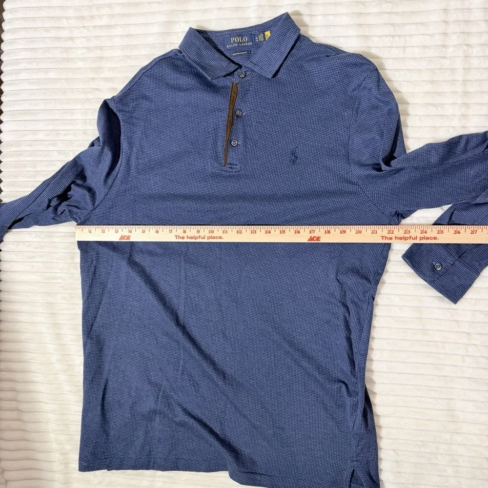 Polo Ralph Lauren Long Sleeve Custom Slim Fit Soft Touch Jersey Navy Polo Sz L